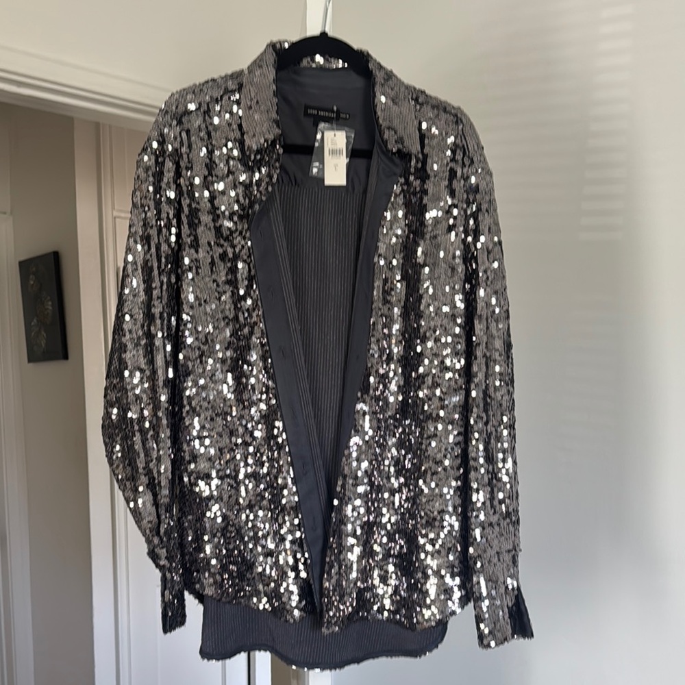 Good American Sequin Silver Jacket - NWT